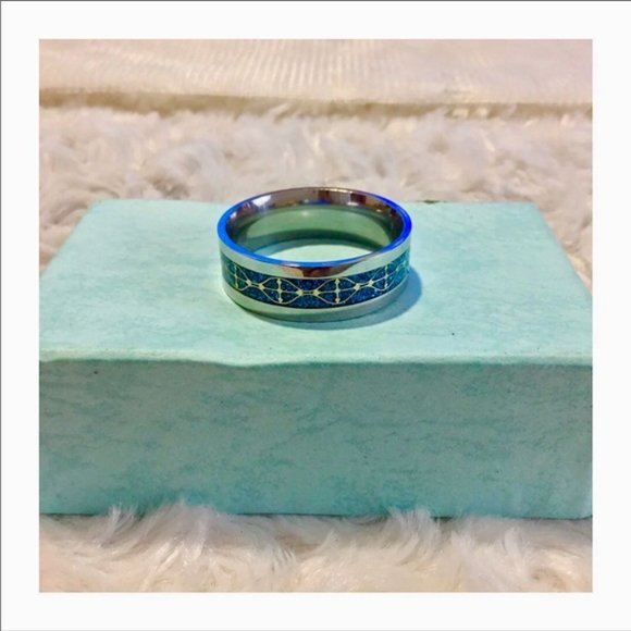 Other - SOLD! Hieroglyphic Turquoise Stainless Band